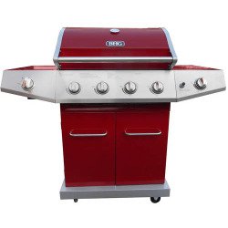Better Homes and Gardens 4-Burner Gas Grill with Side Burner and Searing Side Burner, Red