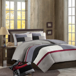 Better Homes and Gardens Microsuede Pieced Bedding Comforter Mini Set/Decorative Pillows, Red Image Missing