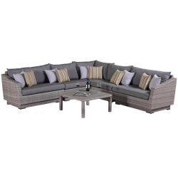 Cannes 6pc Sectional & Table - Charcoal Grey
