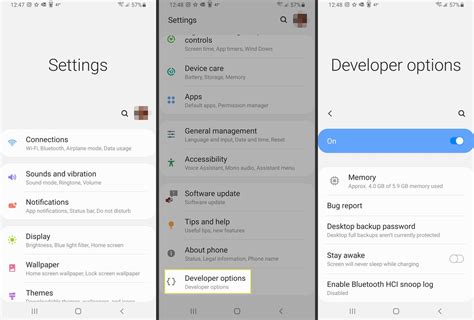 Android developer options