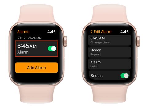 Apple Watch alarm settings
