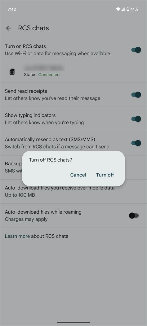 RCS toggle warning