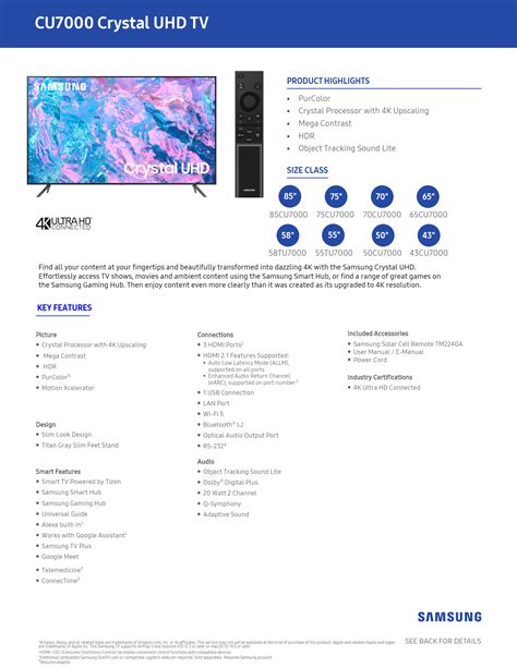 TV spec sheet closeup
