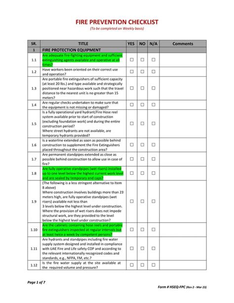 alarm prevention checklist