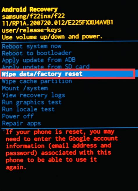 android factory reset checklist