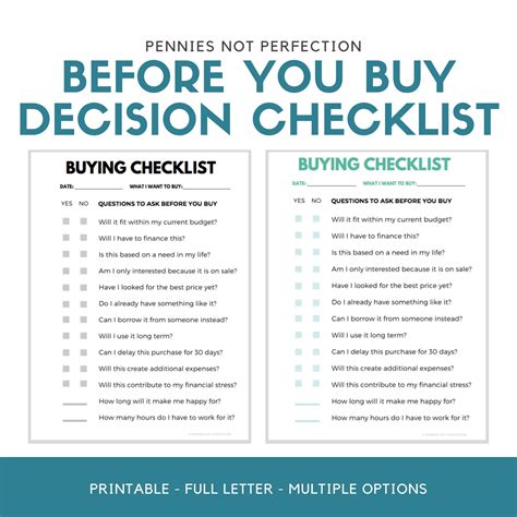buying decision checklist