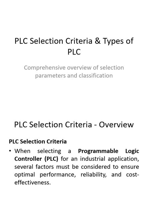controller selection criteria