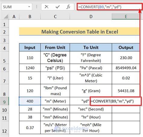 excel table conversion
