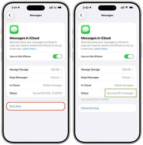 iphone icloud message sync