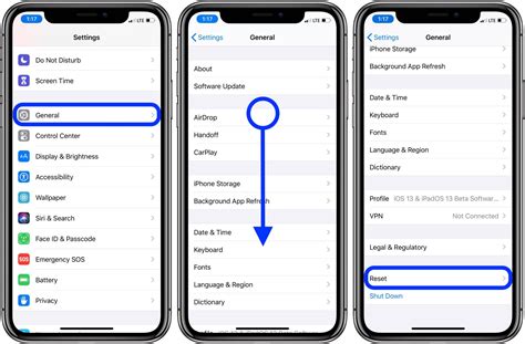 iphone settings reset menu