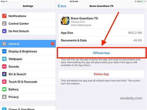 offload delete app storage