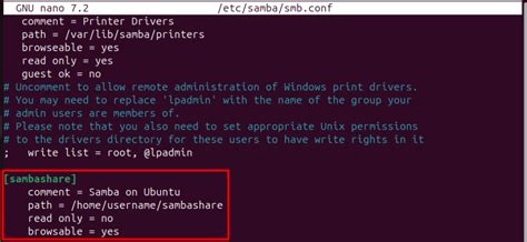 samba configuration file