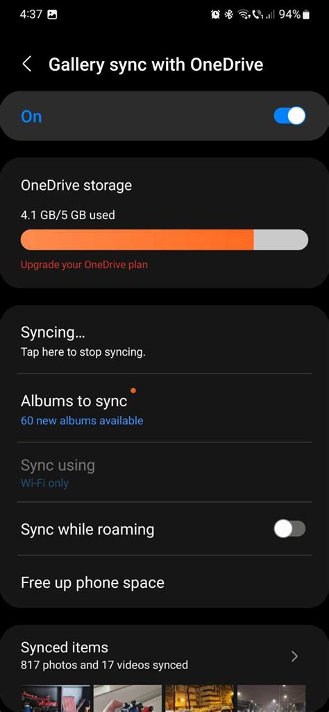 samsung gallery onedrive sync