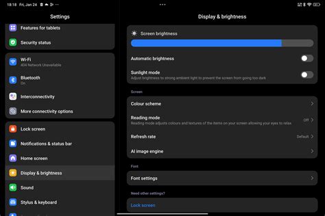 tablet display settings