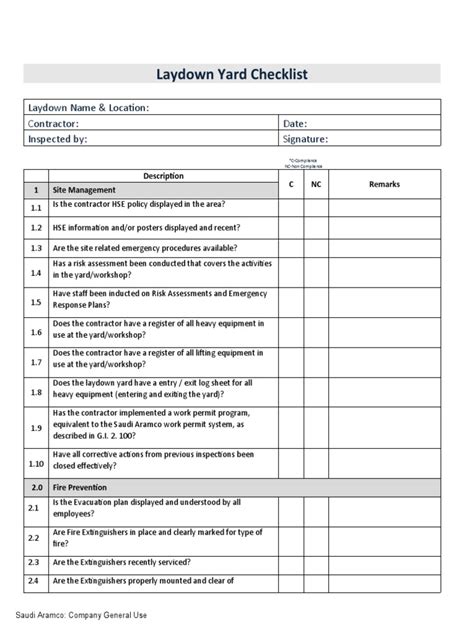 yard checklist