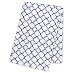 Trend Lab Navy Quatrefoil Deluxe Flannel Swaddle Blanket Image Missing