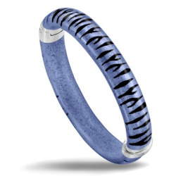 SOHO Large Blue Tiger Enamel Bangle - in Sterling Silver