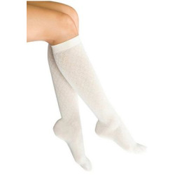 Therafirm light support women's diamond pattern trouser socks. - Winter White - S