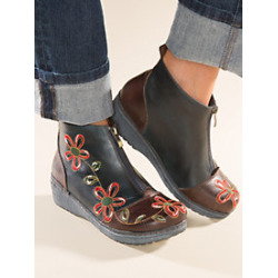 Women's Zip-Front Floral Booties